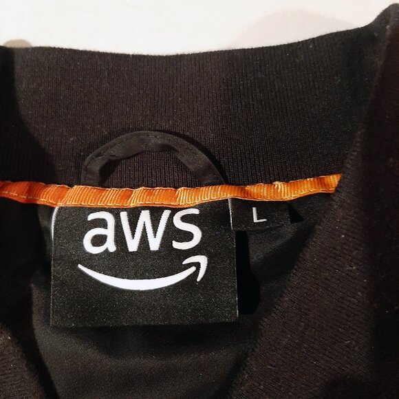 Amazon AWS re:Invent Convention jacket Men's Large Full-Zip Black Satin Bomber - Picture 2 of 9